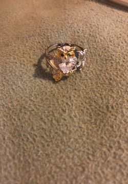 Owl sterling Silver 18k gold filled ring