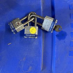 (3) Master Padlocks