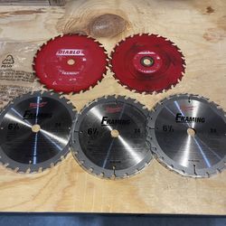 5 Blades - Milwaukee 6-1/2 in. x 24-Tooth Carbide Teeth Framing Circular Saw Blade And 2 Diablo Blades 48-40-4108