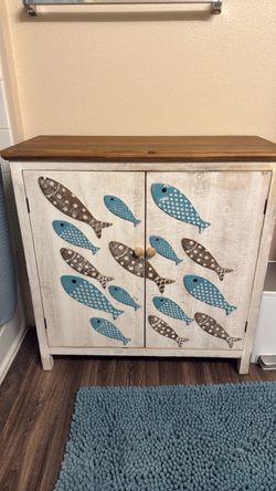 Coastal Fish Cabinet with Two Doors