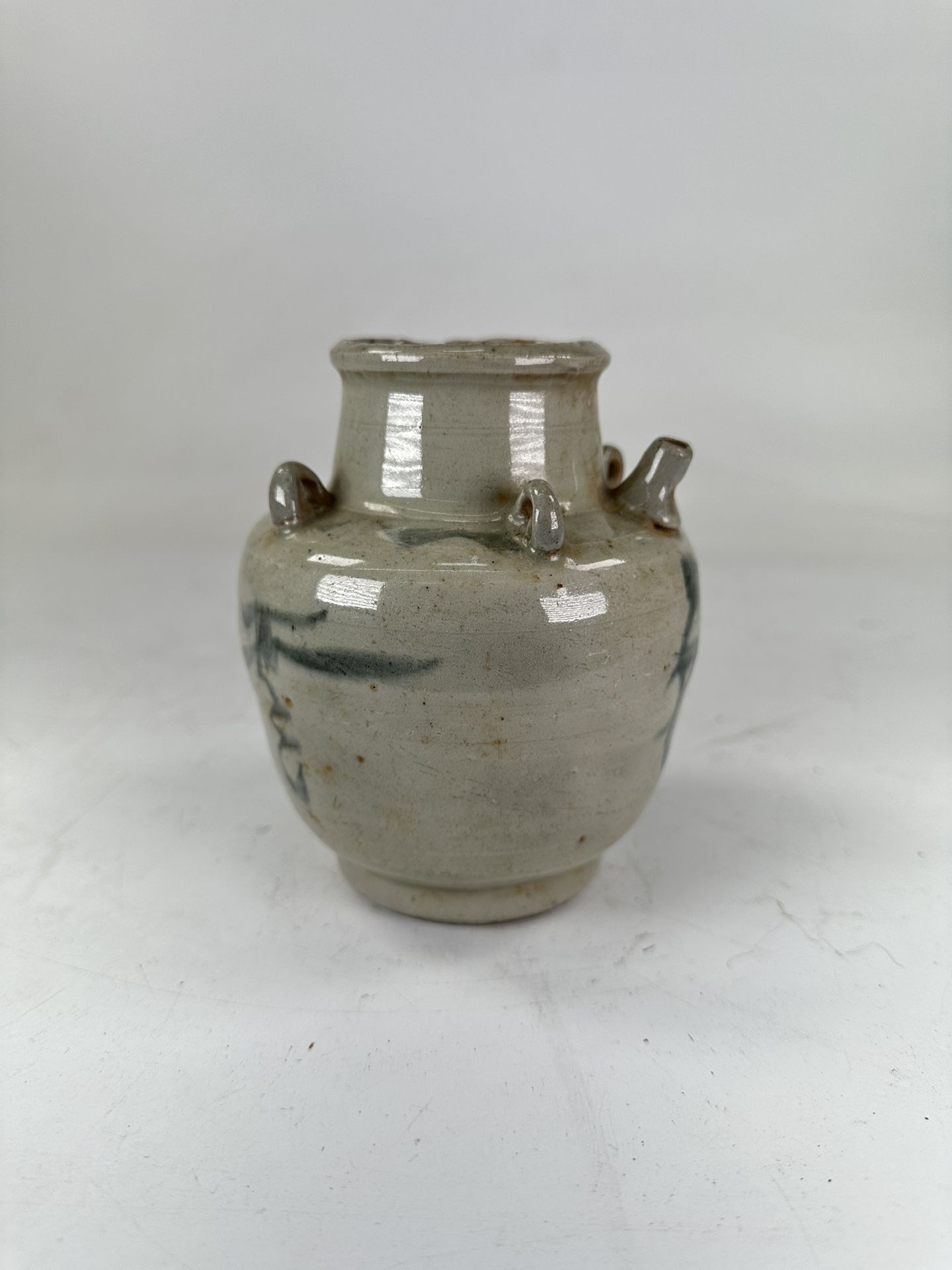 Antique Chinese Ming Dynasty 1(contact info removed) Blue and White Celadon Wine Ewer Vessel