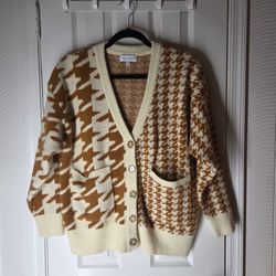 Lost +Wander Houndstooth Button-Front Cardigan XS/S