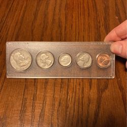 1960 Denver 5 Coin Mint Set 90% Silver Coins (first 3 Coins)