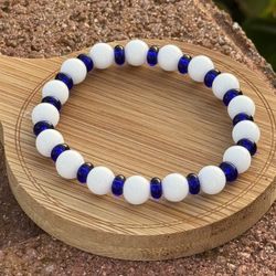 Chalcedony And Blue Jade Bracelet 