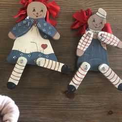 Raggedy Anne & Andy Vintage Wood Dolls