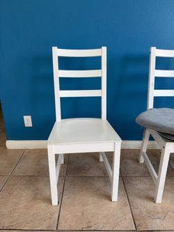 IKEA LERHAMN Dining Chairs (Set of 5) — White Stain, Wood