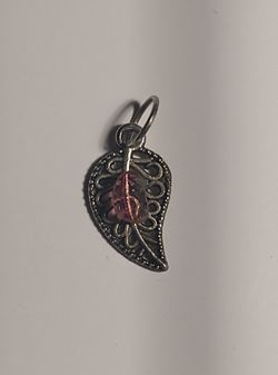 Natural Pink Tourmaline Leaf Pendant