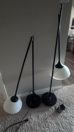 Modern Black Floor Lamps with White Shades – Set of 2