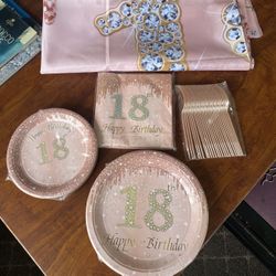 Lot Of 18th Birthday Party Supplies 
