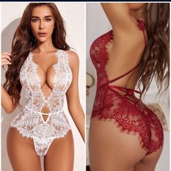 Avidlove Women One Piece Lingerie Lace Bodysuit Deep V Teddy Mini Babydoll