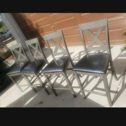 High Table And 4  Bar Stools  Grey Color 