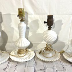 Milk glass vintage lamps