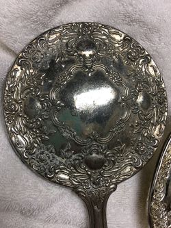 Vintage silver plate brush & mirror vanity set