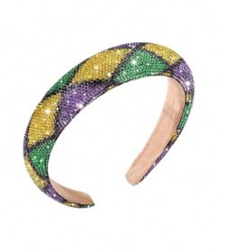 Mardi Gras Headband Accessories Purple Green Yellow Rhinestone Padded Head Band