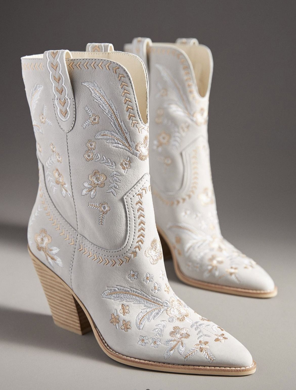 New Anthropologie Dolce Vita Embroidered Floral All Leather Western Cowgirl Boots Women Size 7.5