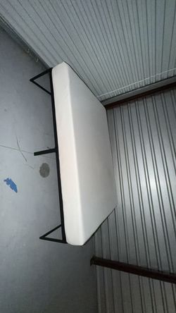 Full Size Mattress with Black Metal Bed Frame