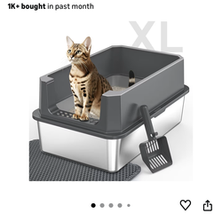Stainless Steel Litter Box, Extra Large Litter Boxes for Big Cats, XLarge Metal Cat Litter Box with Lid, Anti-Urine Leak Non Stick Easy Clean
