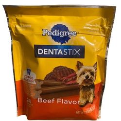 Pedigree Dentastix Small Dog Dental Treats Beef Flavor 5.78 Oz Pack Of 7