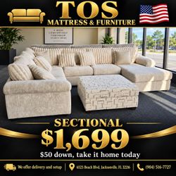 Beige Fabric Sectional Sofa 🚚WE DELIVER🚚