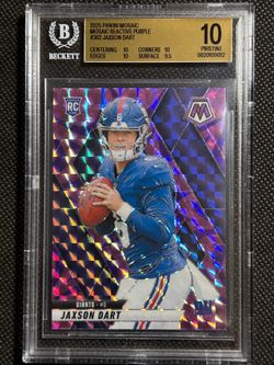2025 Panini Mosaic Jaxson Dart REACTIVE PURPLE PRIZM Rookie #362 BGS 10 GIANTS