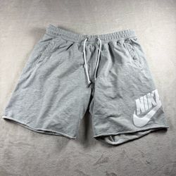 Nike Training Sweat Shorts Men’s Size 2XL Heather Grey White Logo #2999