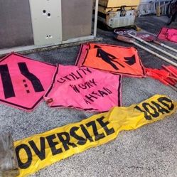 Construction signs, safety flags