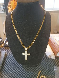 925 Silver Cross 9.2 g on a 14 karat gold-plated rope chain