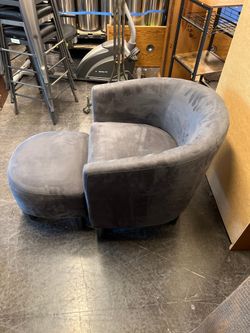 Grey Armchair with Ottoman