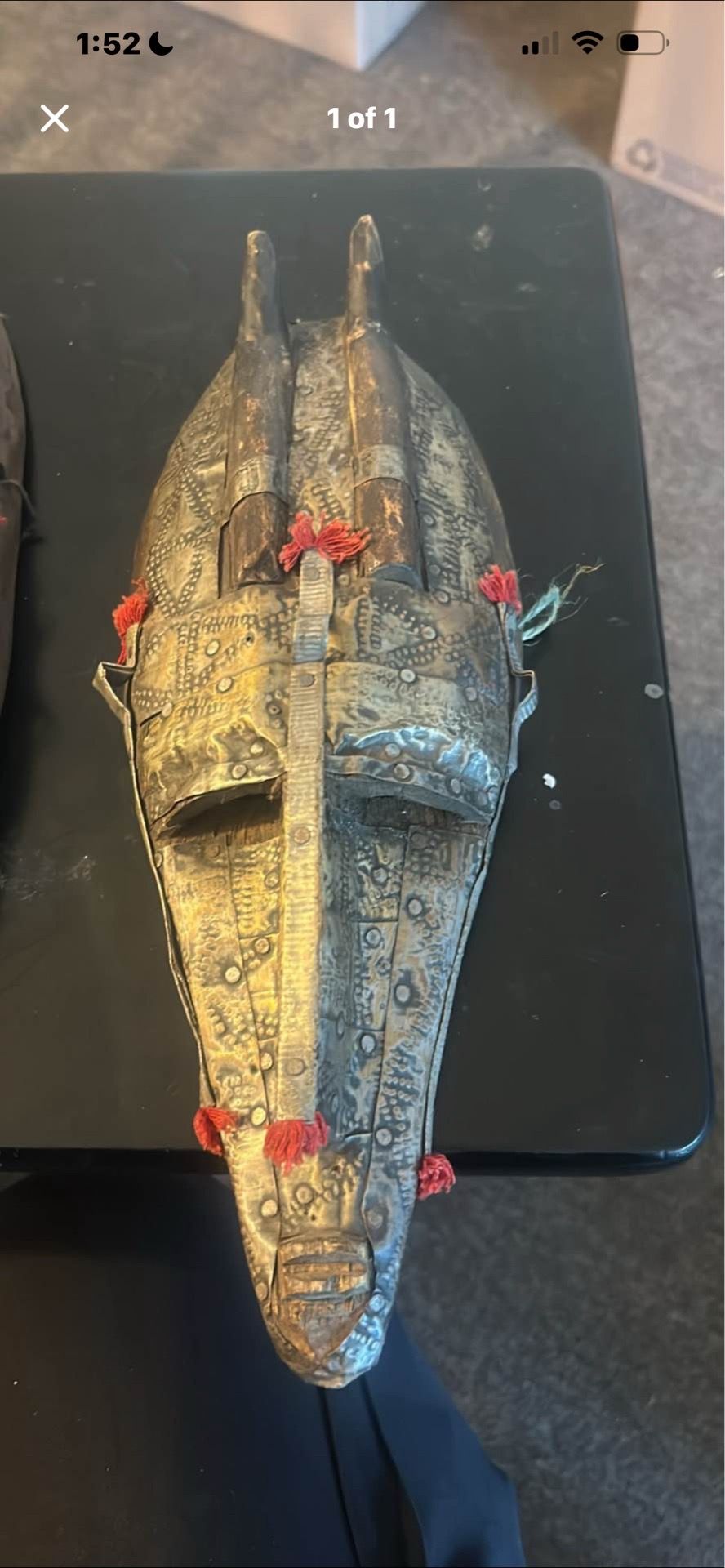 African warrior mask Marka Mali. Wood, metal Masque africain Bambara Marka bois 13 inches Tall