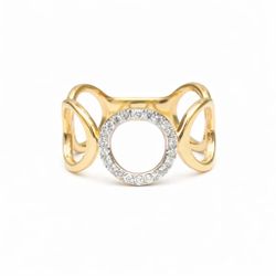 14K Yellow Gold Diamond Circle Ring 3.9g Size 8 Open Link Modern Band