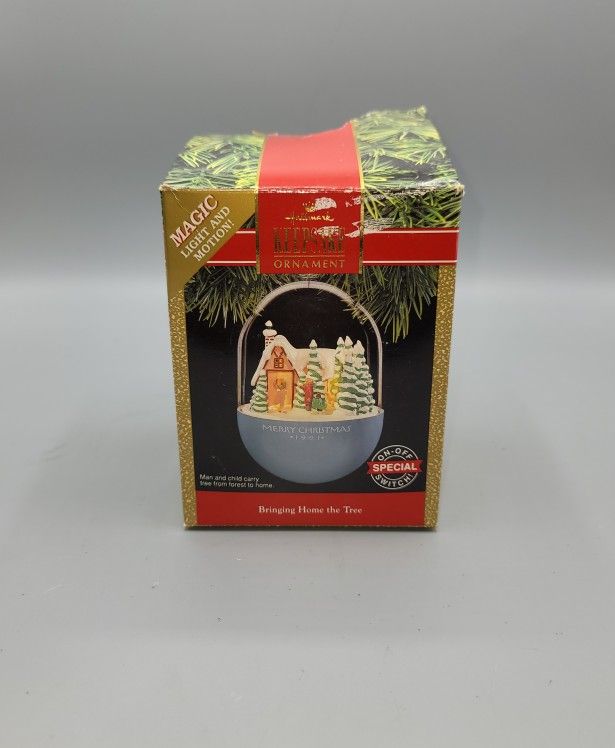 Vintage Hallmark Magic Keepsake Christmas Ornament Bringing Home the Tree 1991