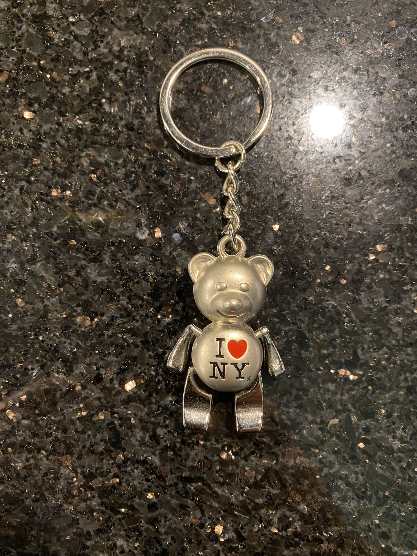 I Love NY Playable Teddy Bear Metal Keychain