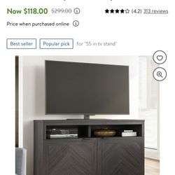 Better Homes & Gardens Herringbone TV Stand For TVs up to 55, Gray