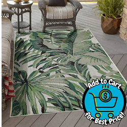 Allen + Roth with STAINMASTER 5.3-ft x 7.5-ft Green Outdoor Area Rug