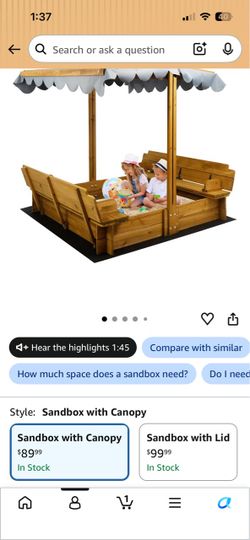 Wooden Kids Sandbox with Lid, new in box