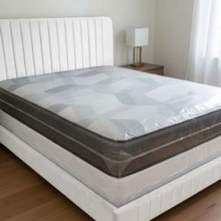 New Queen Size Bed Frame Velvet With Mattress And Box Springs Set New Bed Set Queen BED // Cama Queen Nueva 