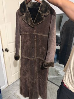 Vintage Brandon Thomas Designer Long Leather Suede Jacket Fur Lined Coat