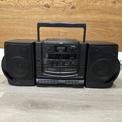Vintage JVC PC-X75BK Boombox CD Cassette AM/FM Radio Portable Tested Working