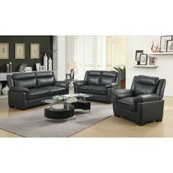NEW Arabella Modern Dark Grey  Leather Sofa & Love Seat Living Room Set

