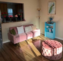 Pink Velvet Couch for Sale