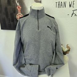 Puma Men's Grey/Black Quarter Zip-Up Sweater Size XL