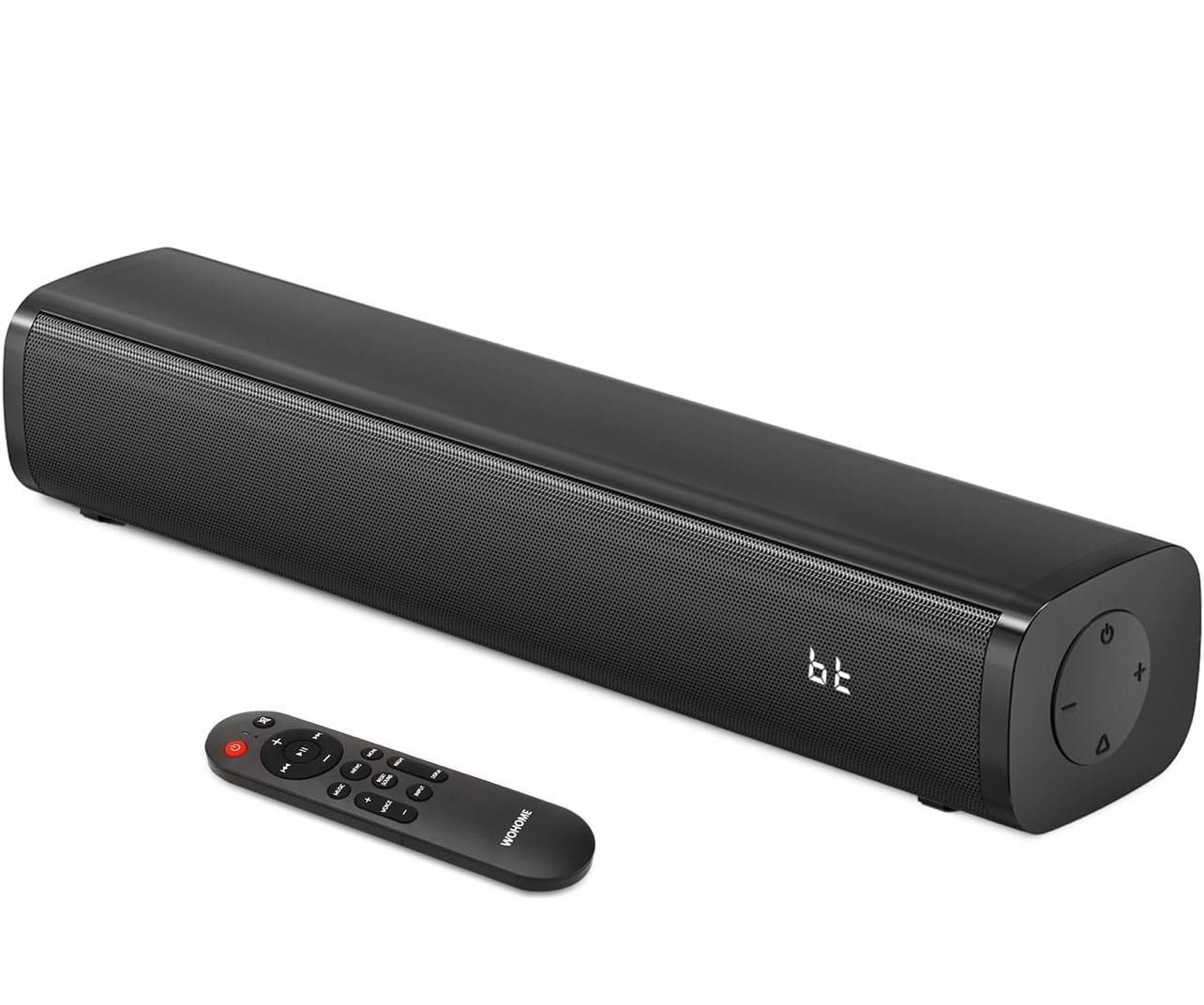 Wohome 2.1ch Small Sound Bars for TV with 6 Levels Voice Enhancement, Built-in Subwoofer, 16 Inches Bluetooth 5.3 Soundbar Speakers with Optical/AUX/U