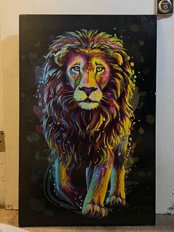 Modern Abstract Colorful Lion Canvas 