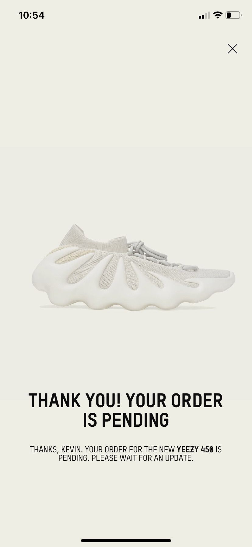 Yeezy 450 Cloud White Size 10