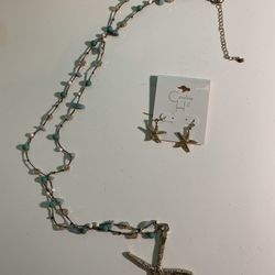 Starfish necklace with earrings￼