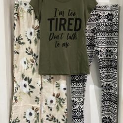 Ladies/girls Loungewear T-shirt & 2 Pairs of Comfy Pants Pre-owned