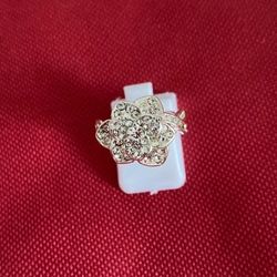 Silver and CZ Flower Ring Size 7