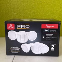 100-Watt Equivalent 1200-Lumen Outdoor Exterior White Switch Activated 2-Head Integrated LED Security Flood Light (2-Pk)