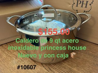 Caldero de 9 qt acero inoxidable 👉 princess house todo nuevo y con caja 📦