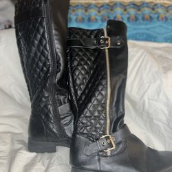 Quilted Black Boots